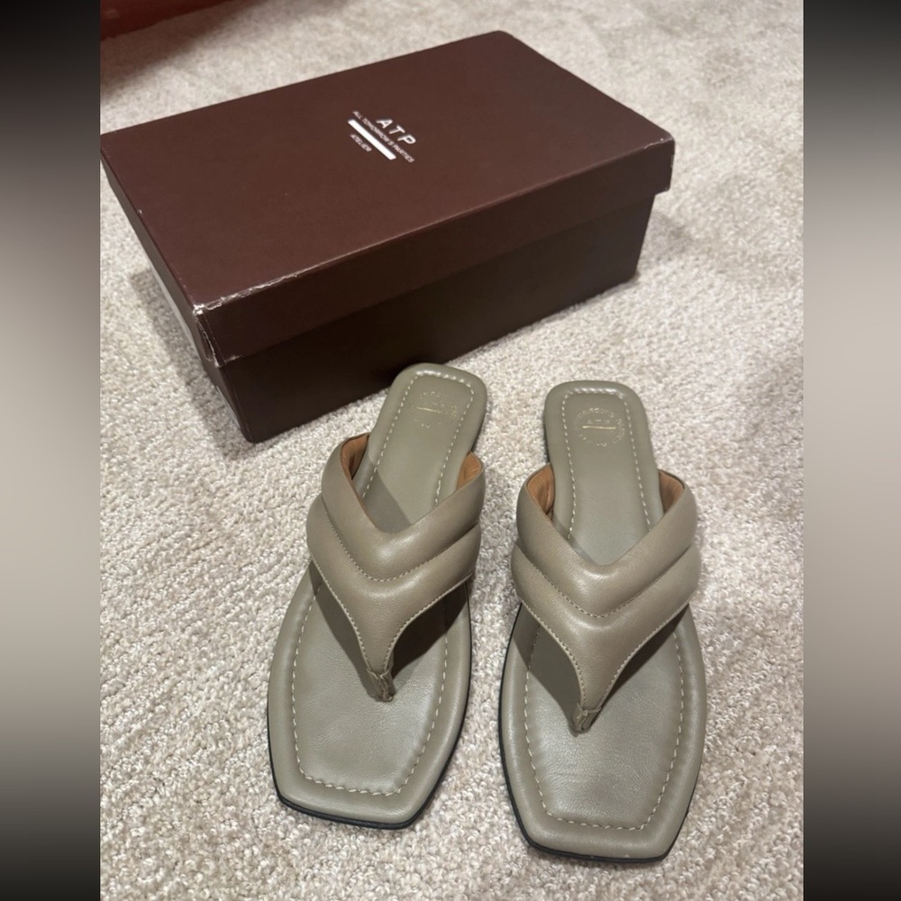 ATP Atelier Vione Sandal Flip Flop Made In Italy Sage Leather 39